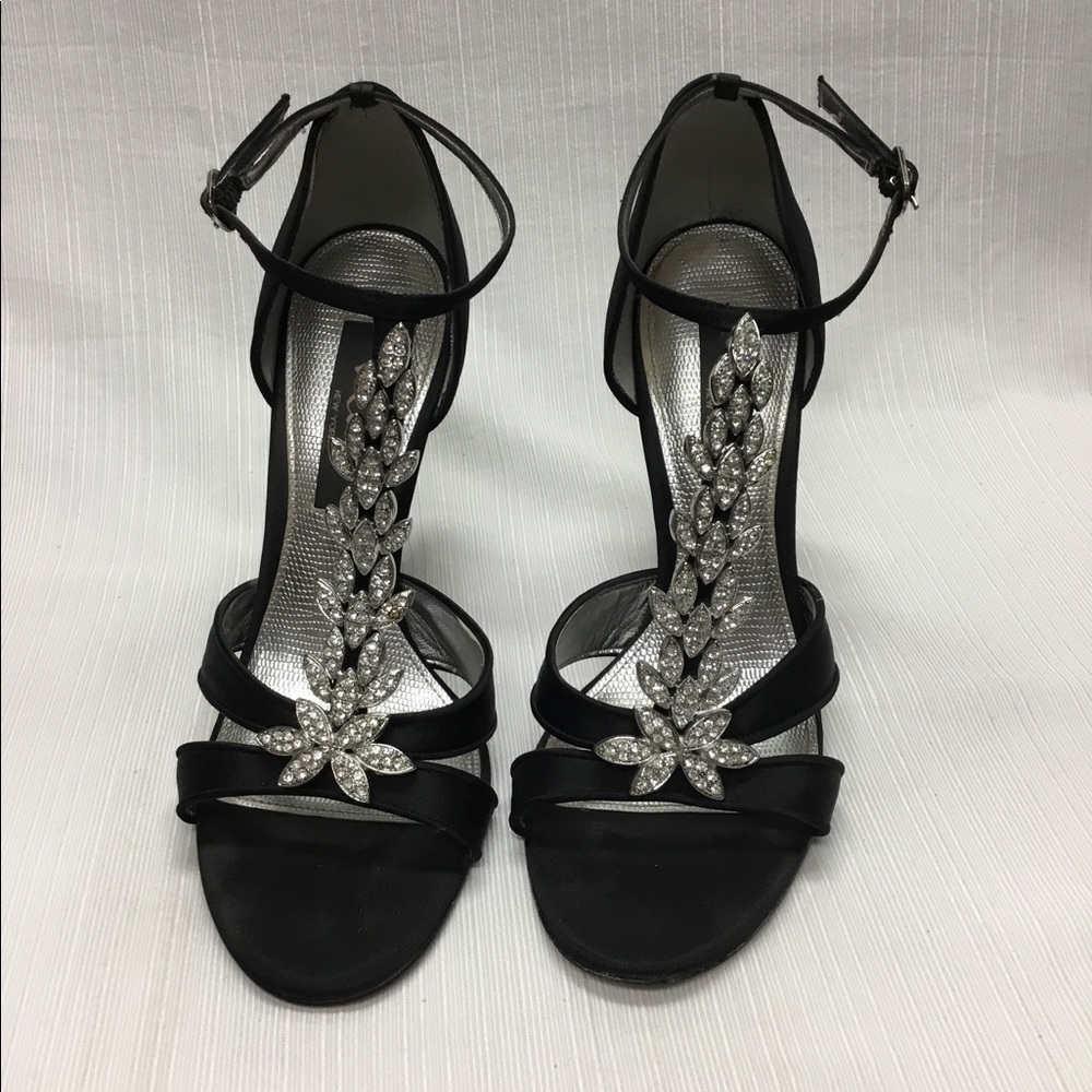 Nina Black Heels with Rhinestones